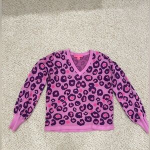 Lilly Pulitzer hot pink and purple leopard print sweater